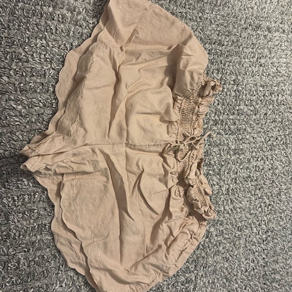 By Anthropologie Linen Double Waistband Shorts